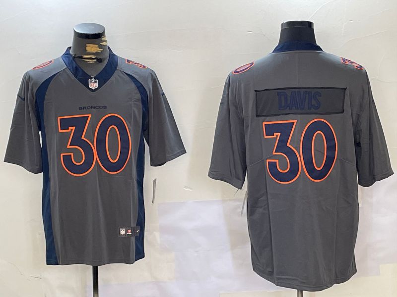 Men Denver Broncos #30 Davis Grey 2024 Nike Vapor Limited NFL Jersey style 5->los angeles dodgers->MLB Jersey